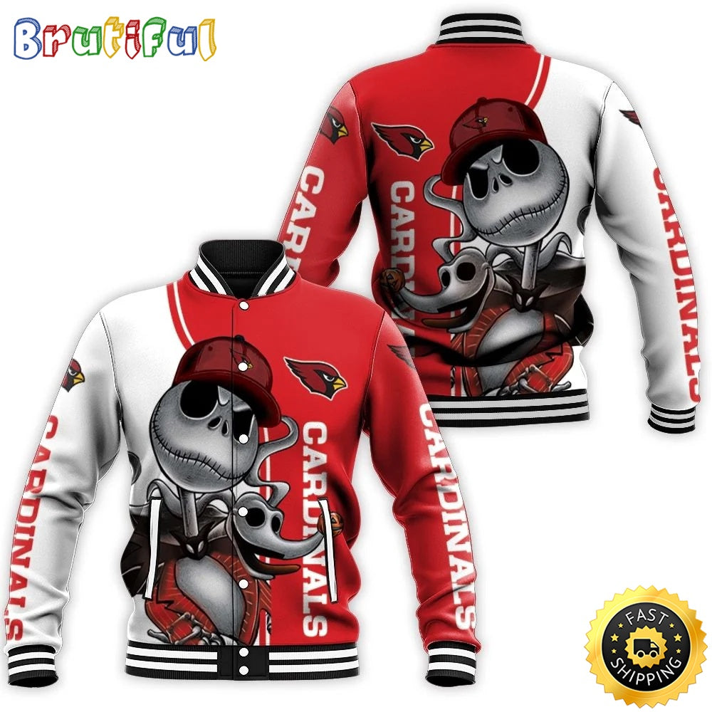 Arizona Cardinals Baseball Jacket Jack Skellington And Zero