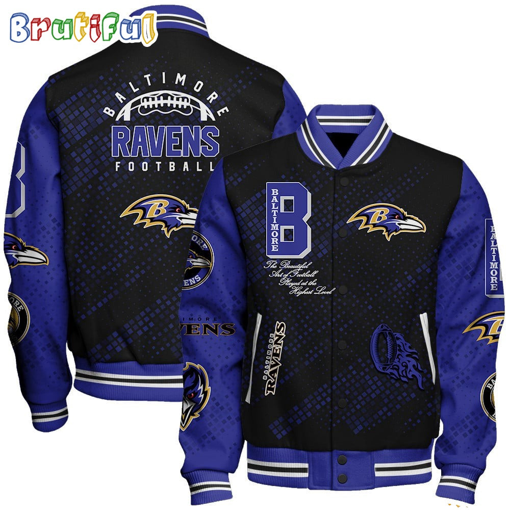 NFL Baltimore Ravens Baseball Jacket Print Logo Team Football Jacket