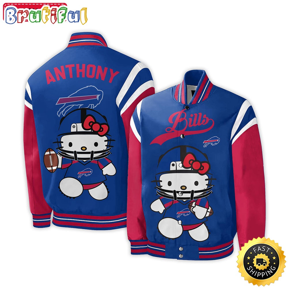 NFL Buffalo Bills Baseball Jacket Hello Kitty Personalized Baseball Jacket