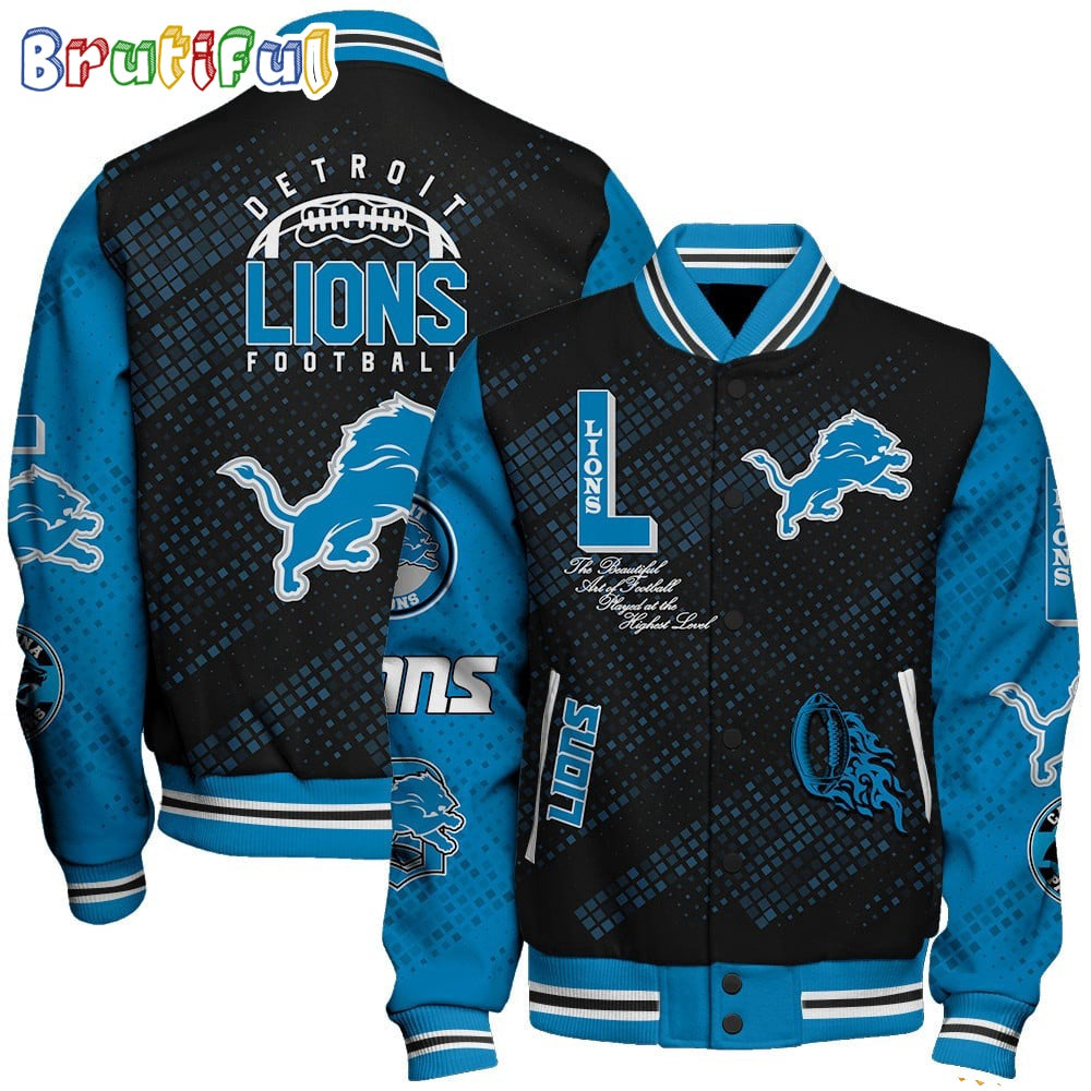NFL Detroit Lions Baseball Jacket Print Logo Team Football Jacket