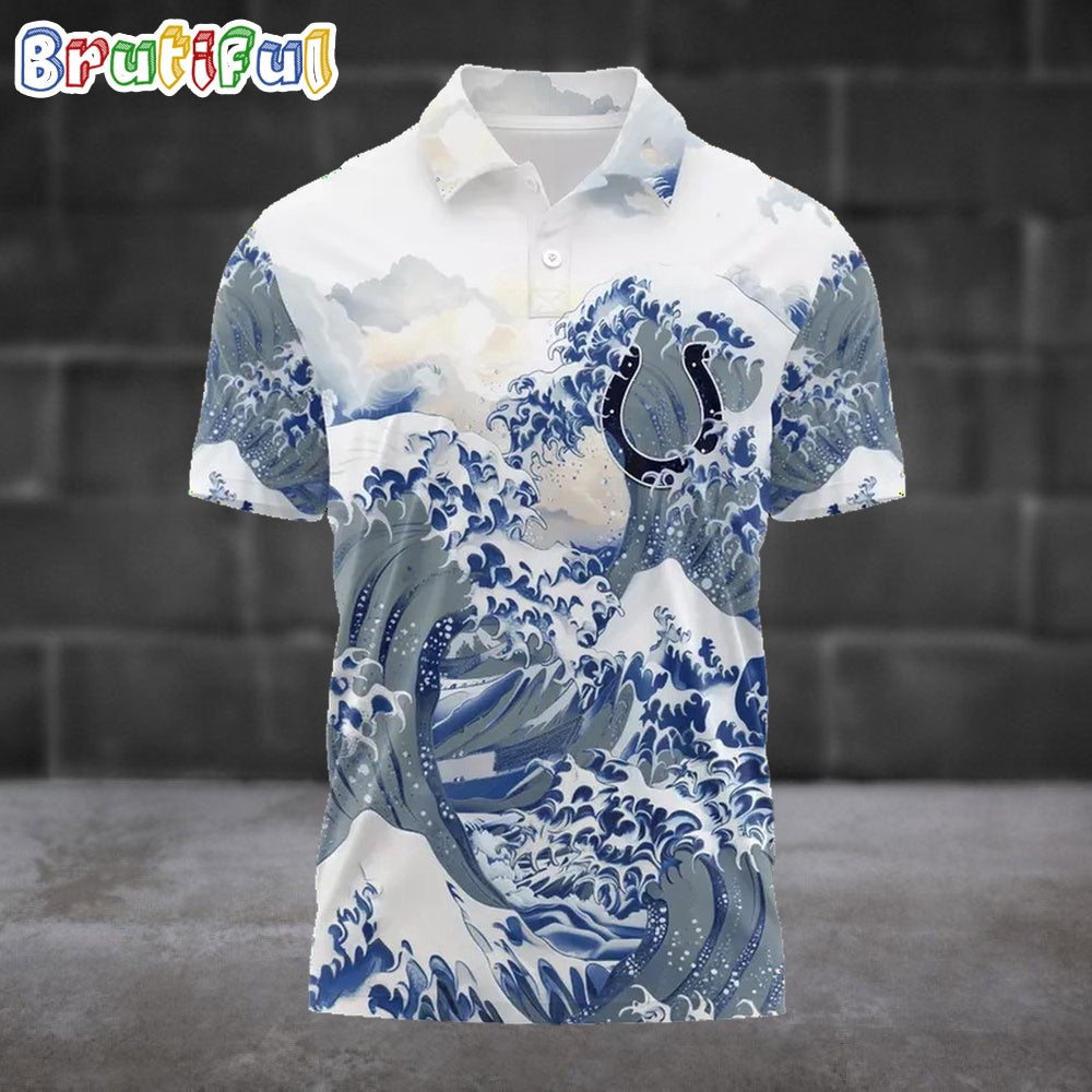 NFL Indianapolis Colts Football Great Wave Polo Shirt