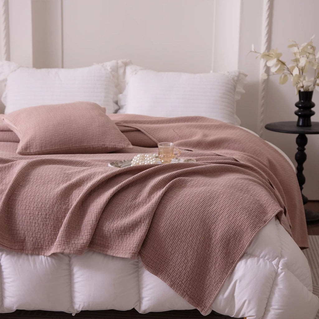 gauze blanket summer cooling blanket solid color large size thin quilt bedding light soft texture multi-purpose suitable