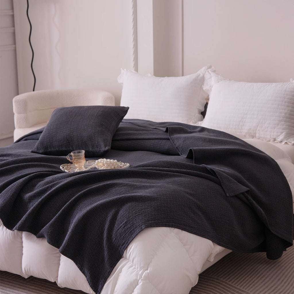 gauze blanket summer cooling blanket solid color large size thin quilt bedding light soft texture multi-purpose suitable