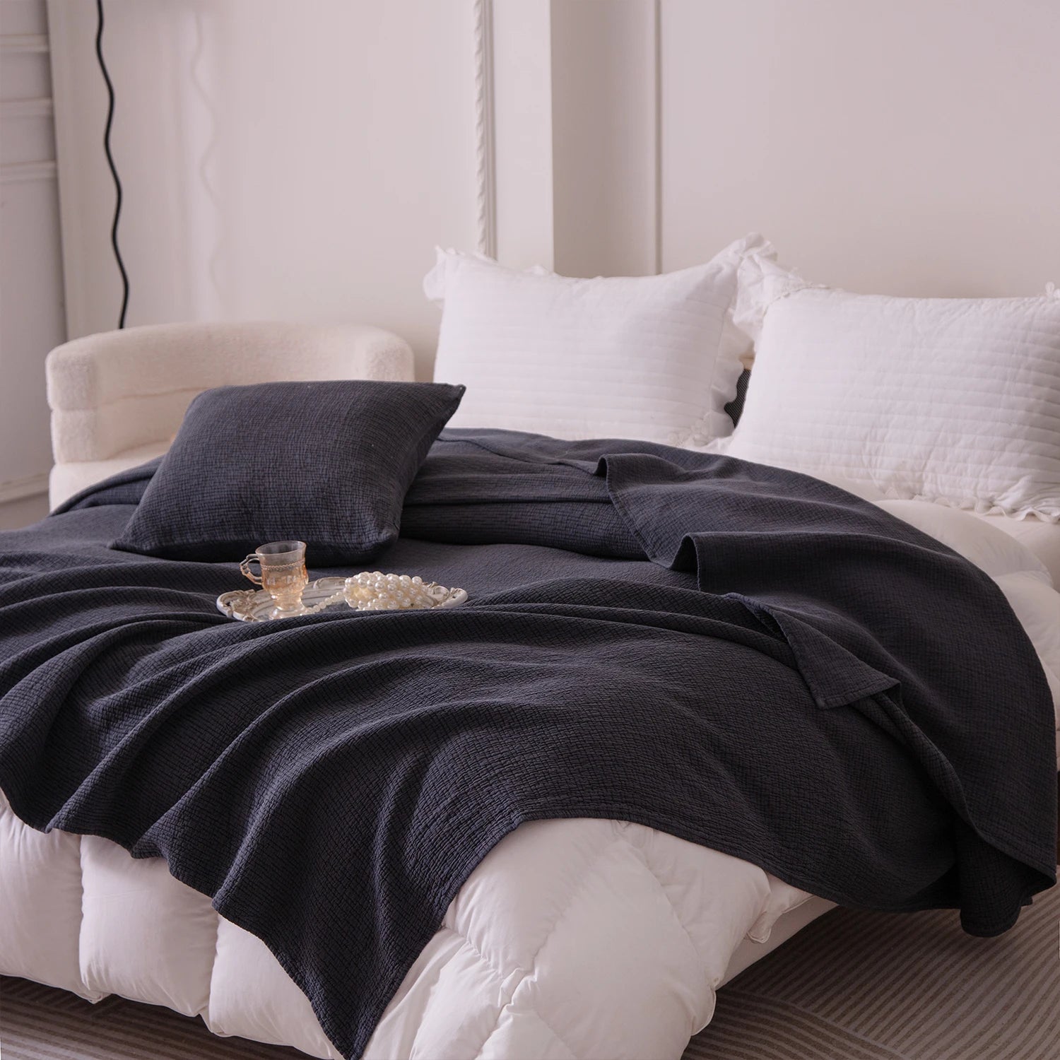 gauze blanket summer cooling blanket solid color large size thin quilt bedding light soft texture multi-purpose suitable