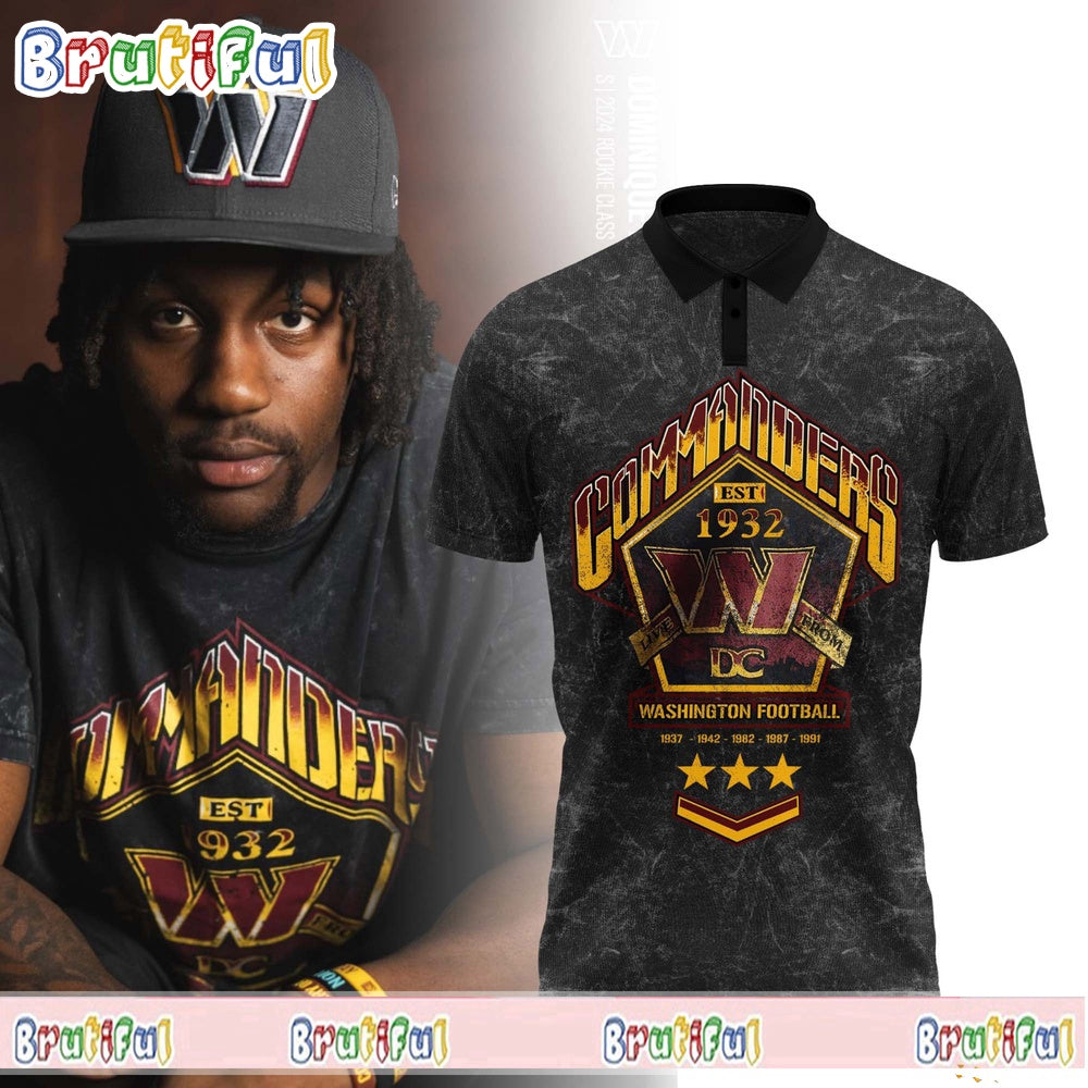 The Wild Collective Black Washington Commanders Band Polo Shirt