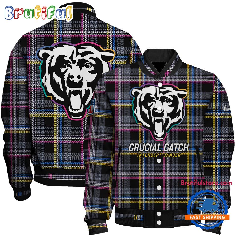 Chicago Bears National Football League Crucial Catch Intercept Cancer Unisex Varsity Jacket