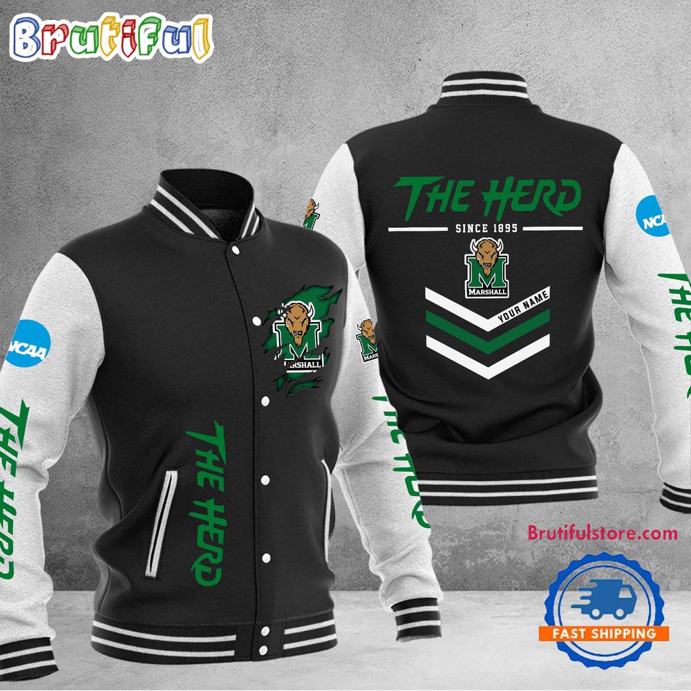NCAA Marshall Thundering Herd Personalized Sporty Varsity Baseball Jacket