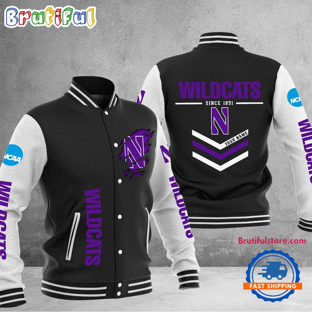 NCAA Northwestern Wildcats Personalized Sporty Varsity Baseball Jacket
