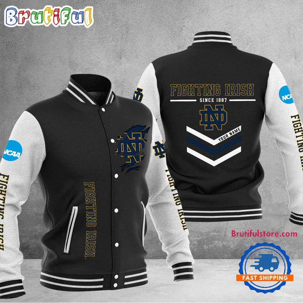 NCAA Notre Dame Fighting Irish Personalized Sporty Varsity Baseball Jacket