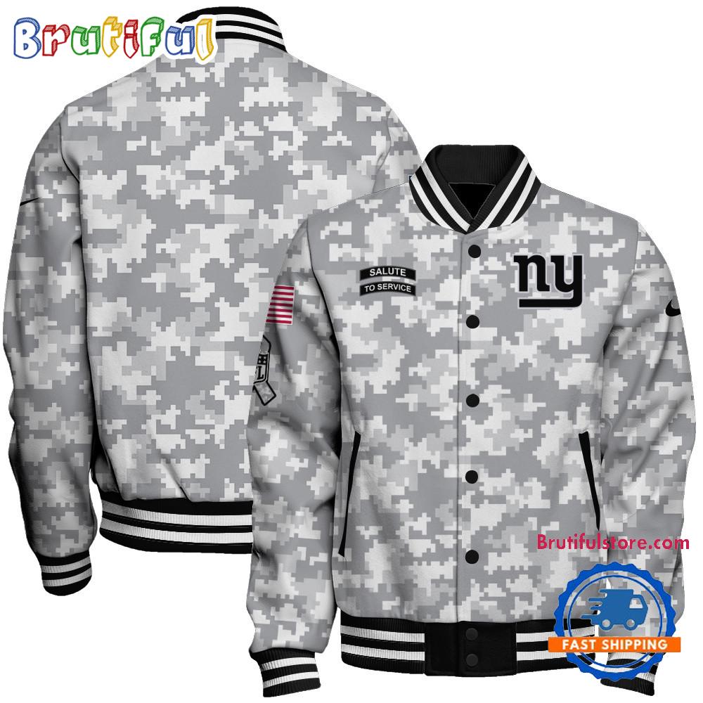 New York Giants National Football League Arctic Camo Salute To Service Veterans Varsity Jacket