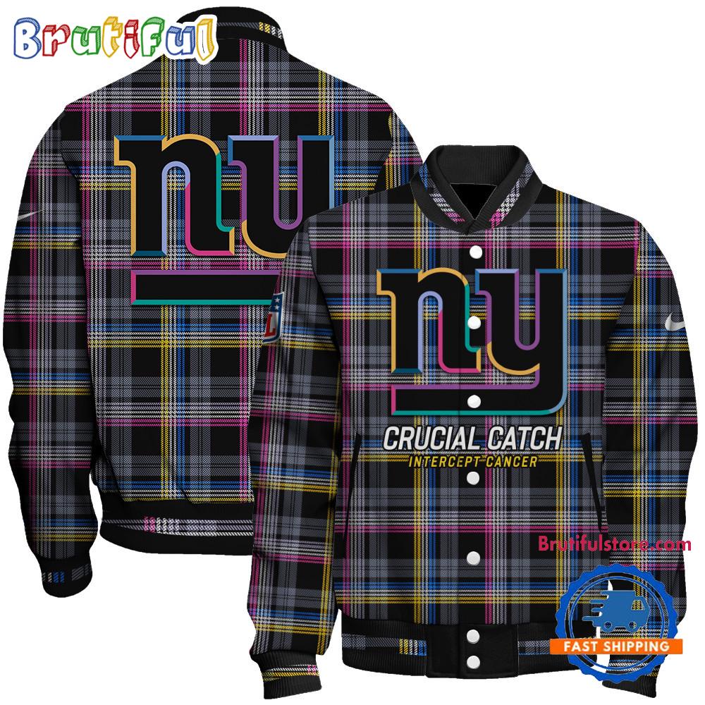 New York Giants National Football League Crucial Catch Intercept Cancer Unisex Varsity Jacket