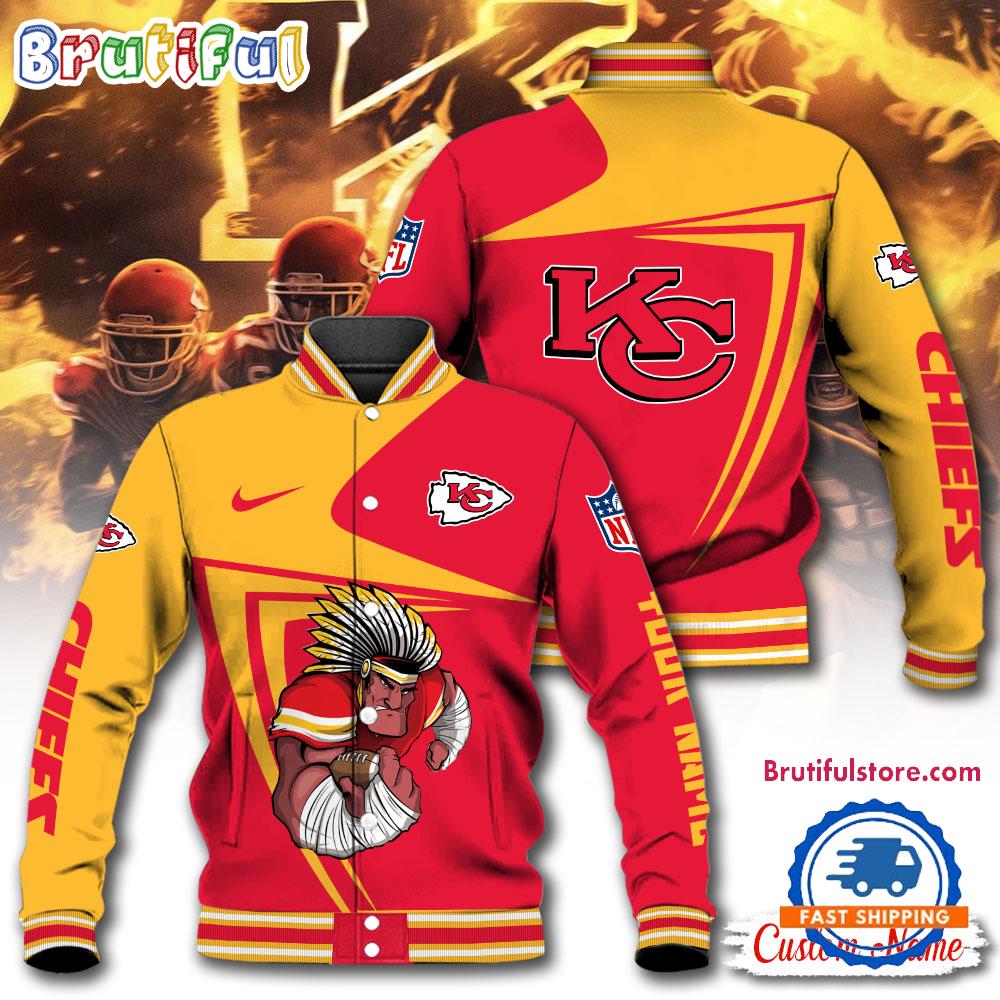 NFL Kansas City Chiefs Football Mascot Limited New Design Baseball Jacket