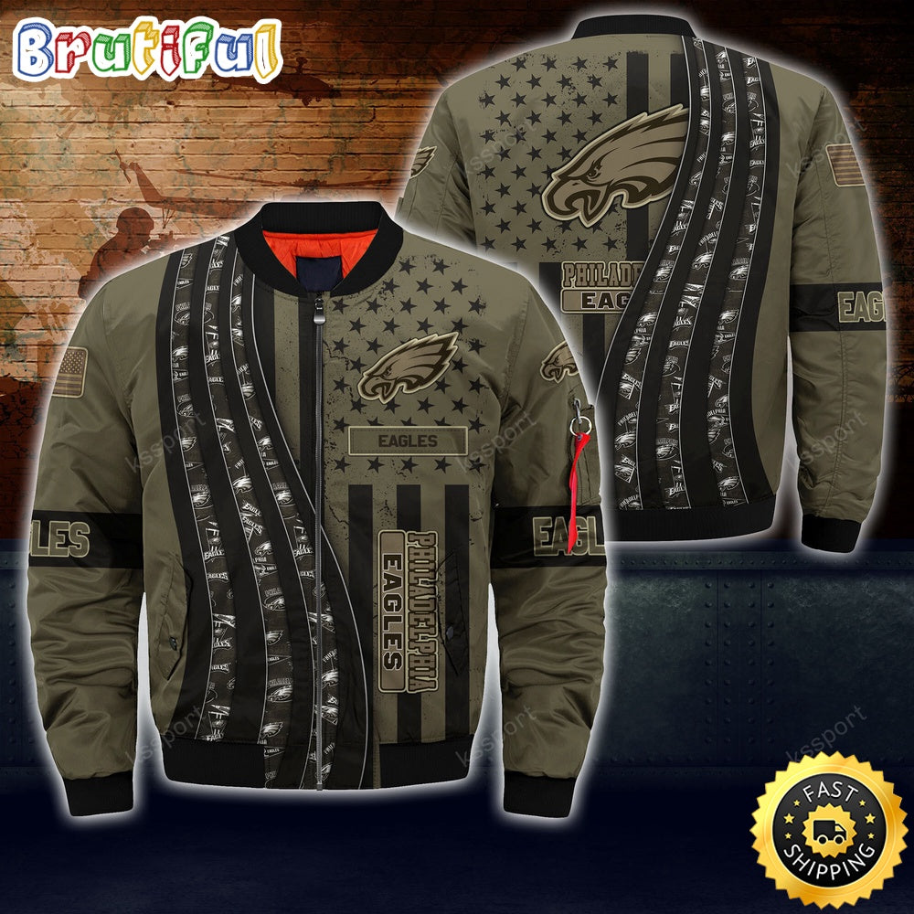 NFL Philadelphia Eagles Bomber Jacket Camo For Fans