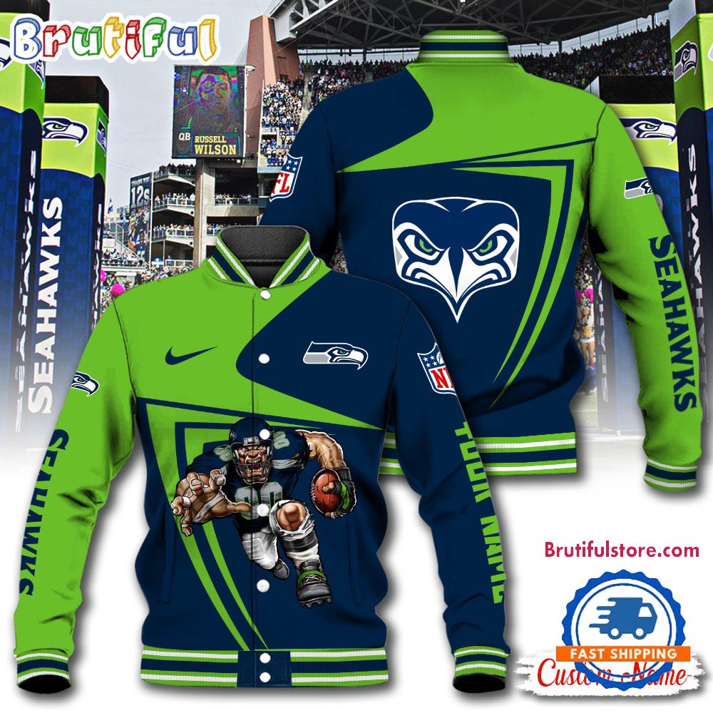 NFL Seattle Seahawks Football Mascot Limited New Design Baseball Jacket
