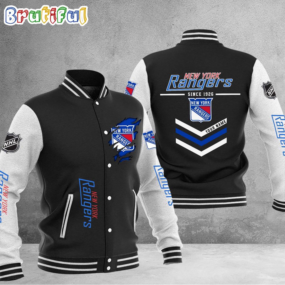 NHL New York Rangers Hockey Team Personalized Varsity Baseball Jacket
