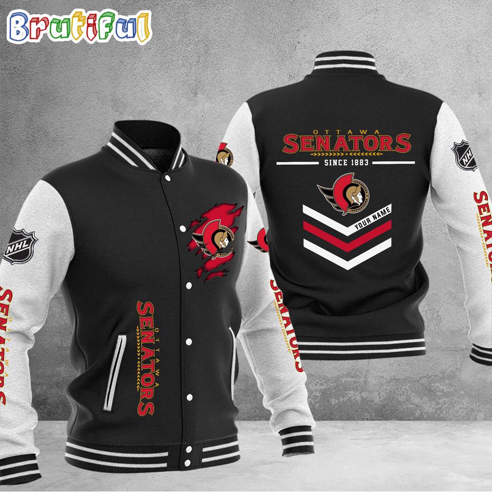 NHL Ottawa Senators Hockey Team Personalized Varsity Baseball Jacket