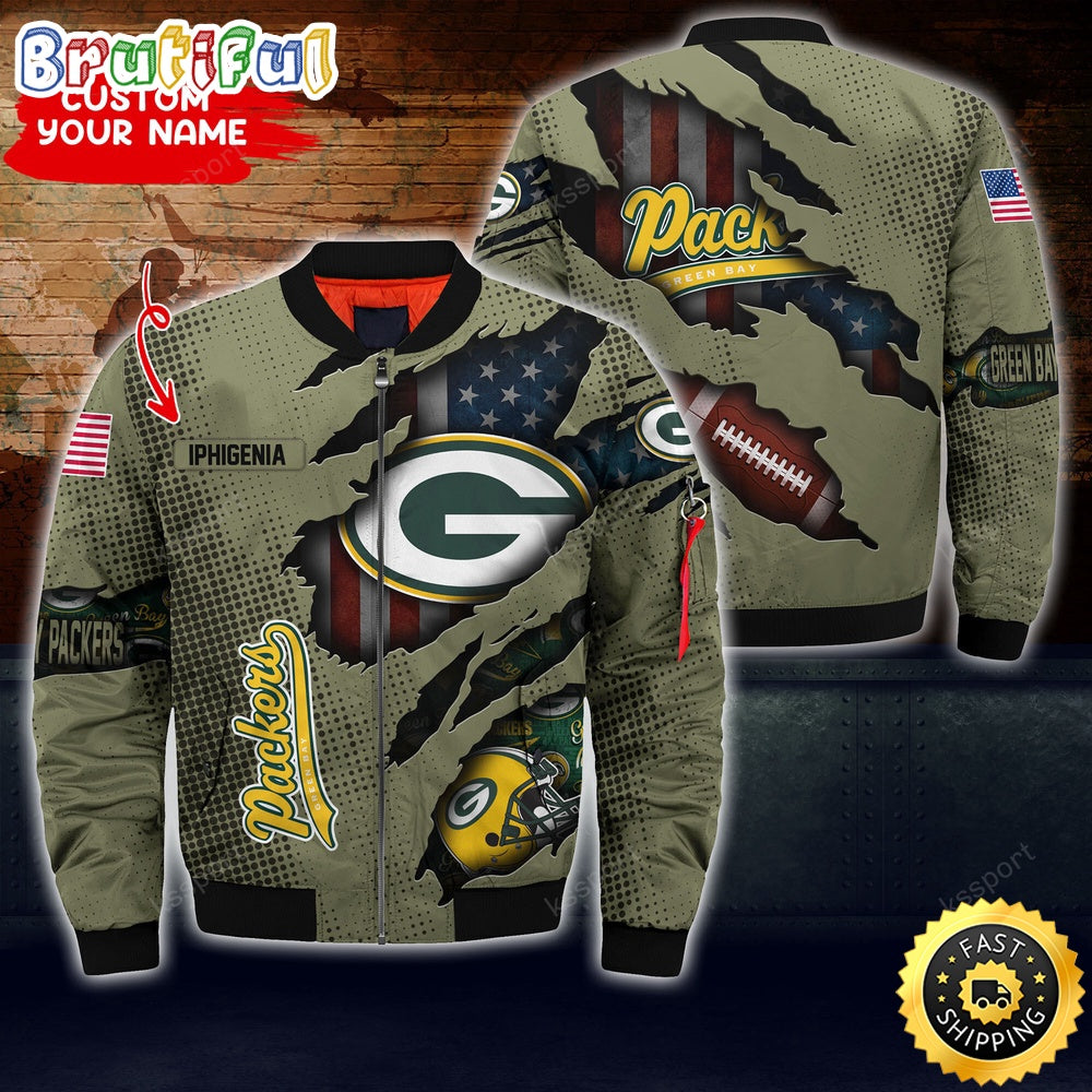 Personalized NFL Green Bay Packers Bomber Jacket Iconic Bomber Look