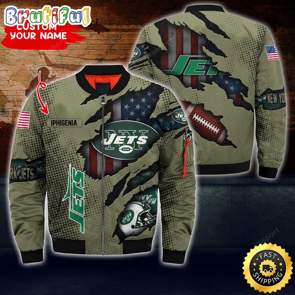 Personalized NFL New York Jets Bomber Jacket Iconic Bomber Look