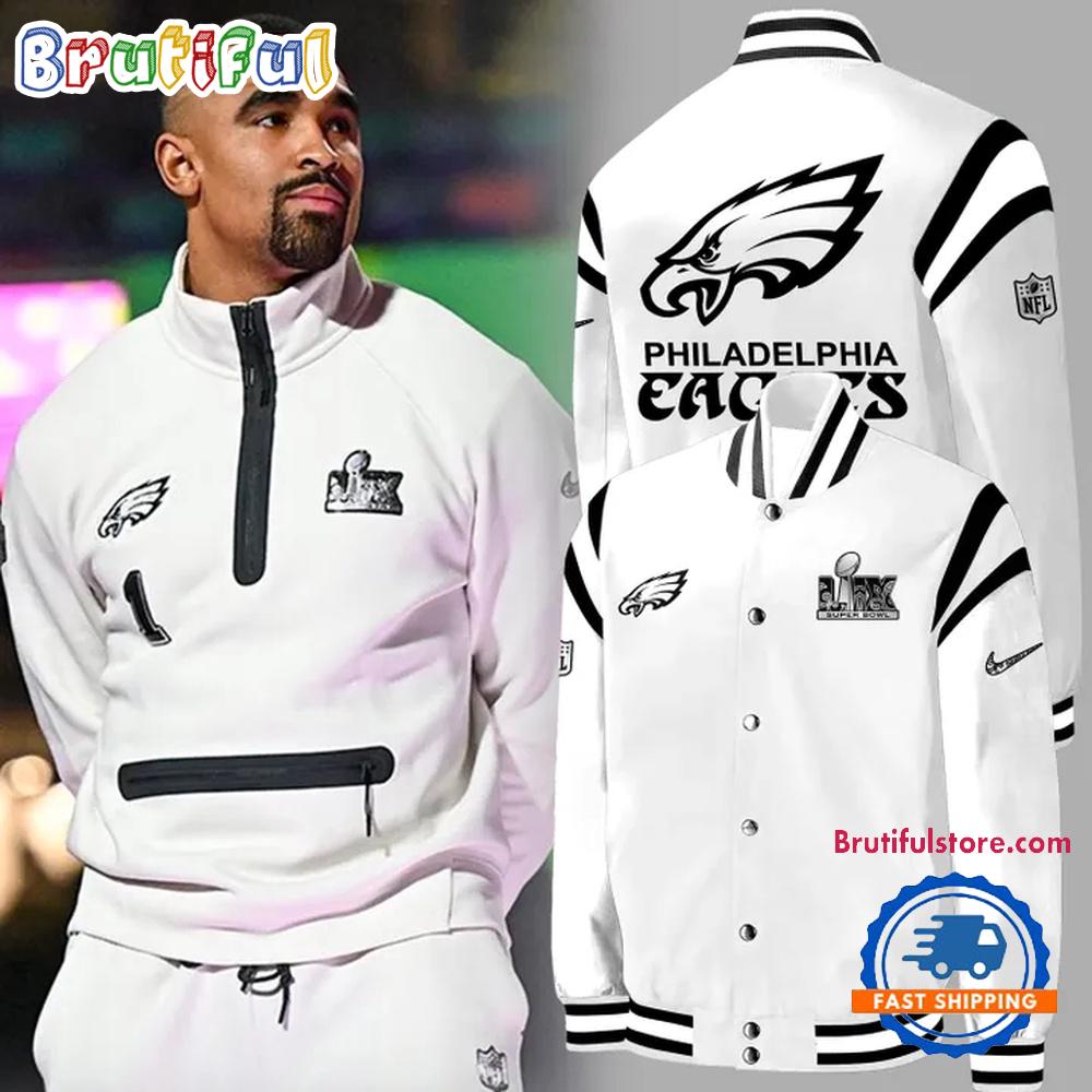 Philadelphia Eagles Super Bowl LIX 2025 Champions Special Edition White Baseball Jacket